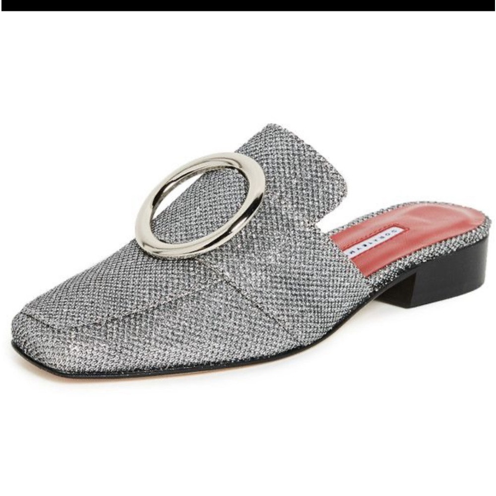 Dorateymur Petrol sparkly glittering silver mules